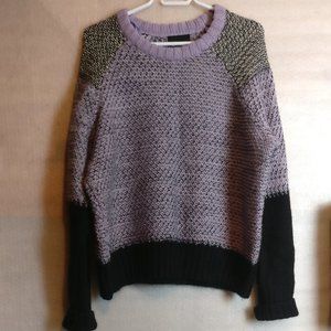 Wool 87% Mohair 9% Mohair blend Lavender black Chunky Knit Sweater XL